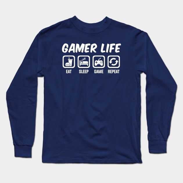 Gamer Life - Eat Sleep Game Repeat Long Sleeve T-Shirt by TextTees
